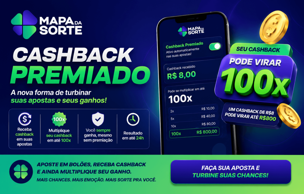 Cashback Premiado do Mapa da Sorte: uma nova forma de turbinar suas chances e seus ganhos.