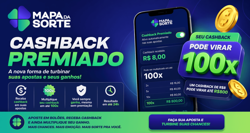 Cashback Premiado do Mapa da Sorte: uma nova forma de turbinar suas chances e seus ganhos.