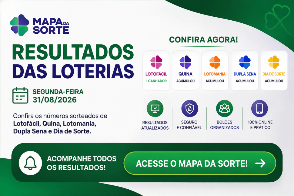 Resultado das Loterias de Segunda-feira (31/08): confira os números sorteados