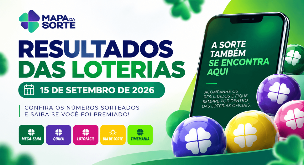 Resultados das Loterias de 15 de setembro de 2026: veja os números sorteados