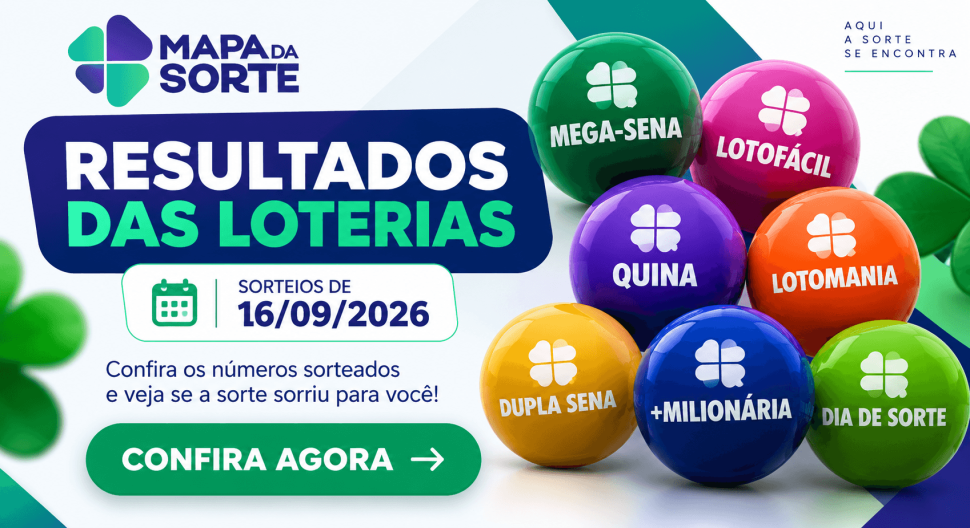 Resultados das Loterias de 16/09/2026: confira os números sorteados