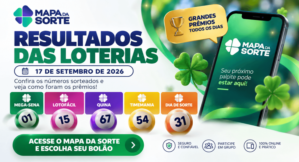 Resultados das loterias de 17 de setembro de 2026: veja os números sorteados