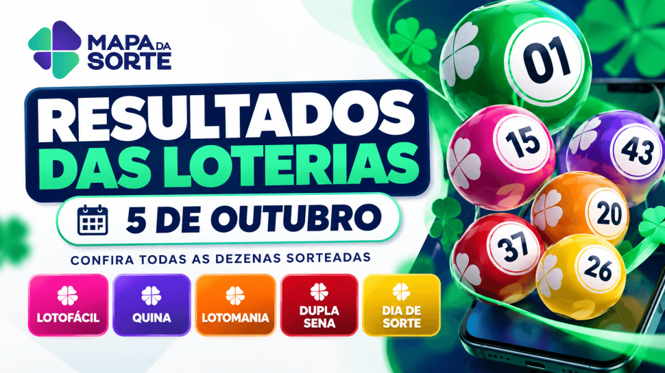 Resultados das loterias de 5 de outubro: confira as dezenas sorteadas