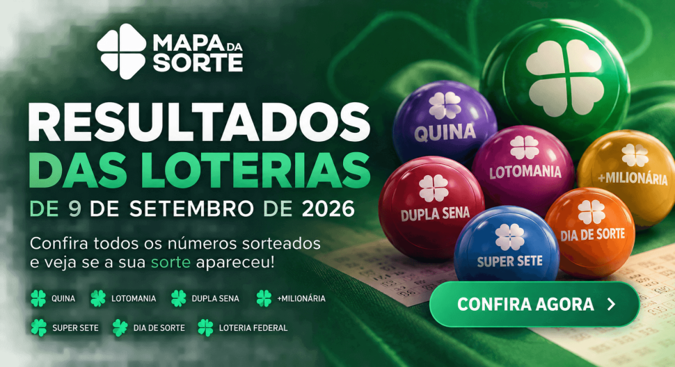 Resultados das Loterias de 9 de setembro de 2026: confira os números sorteados