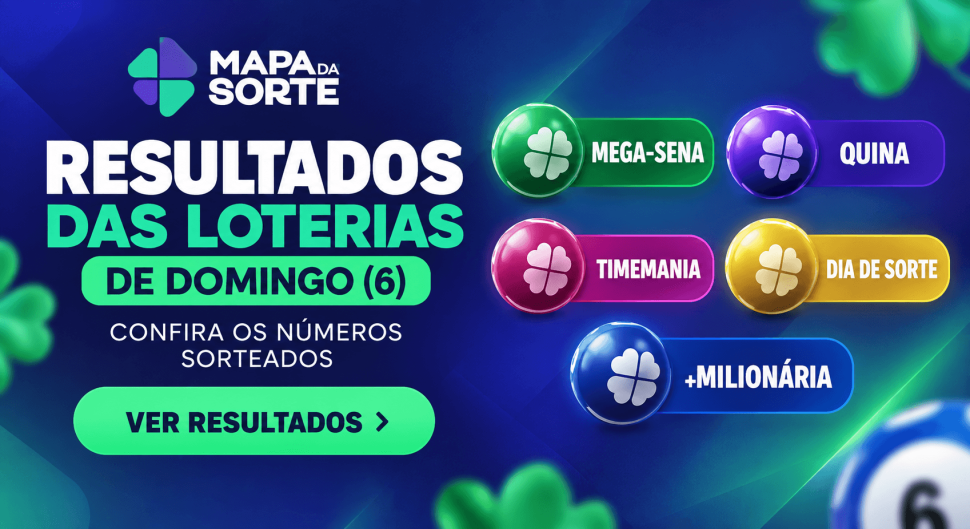 Resultados das loterias de domingo (6): confira os números sorteados