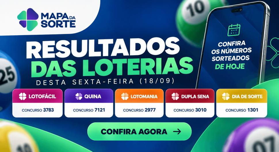 Resultados das Loterias de Hoje: confira os números sorteados nesta sexta-feira (18/09)