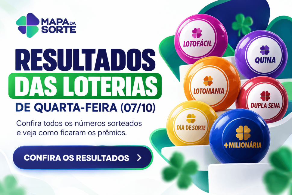Resultados das loterias de quarta-feira (07/10): confira os números sorteados