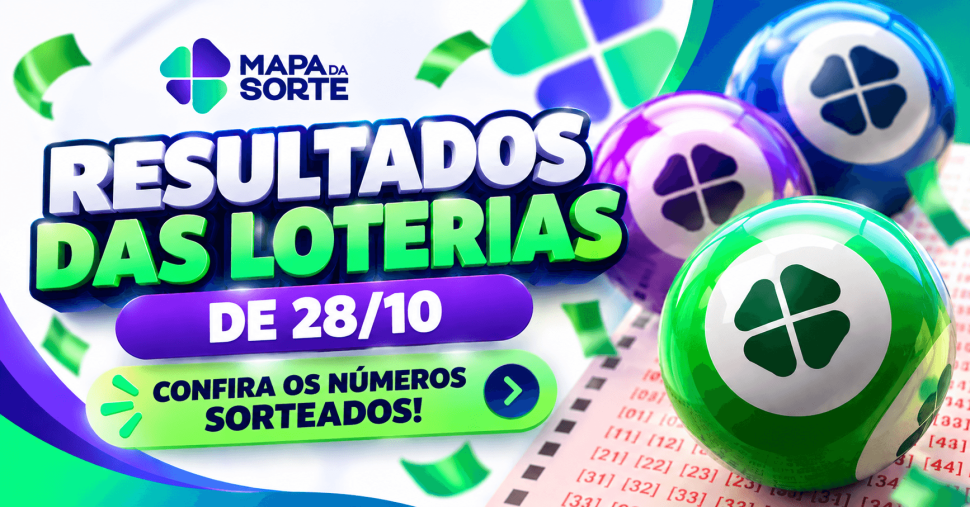 Resultados das loterias de quarta-feira (28/10): confira os números sorteados.