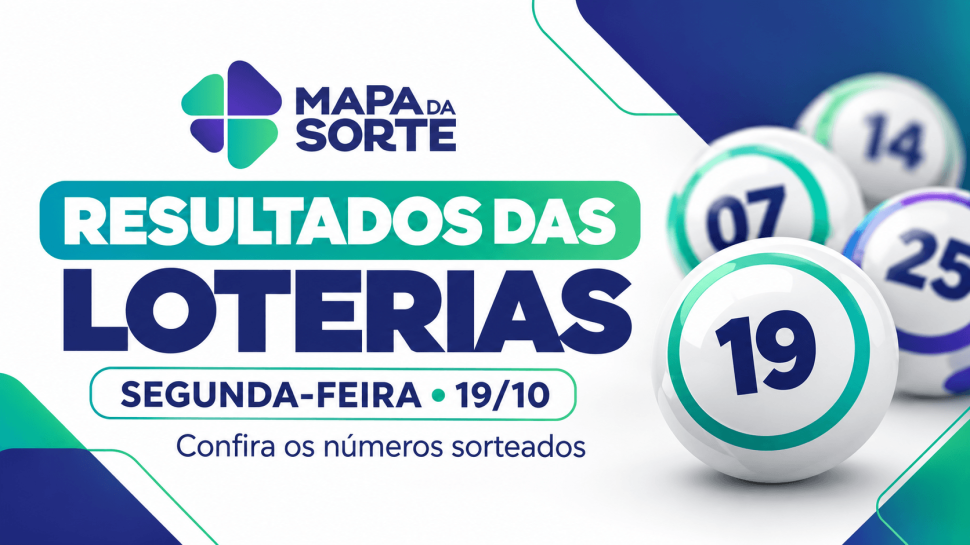 Resultados das loterias de segunda-feira (19/10): confira os números sorteados