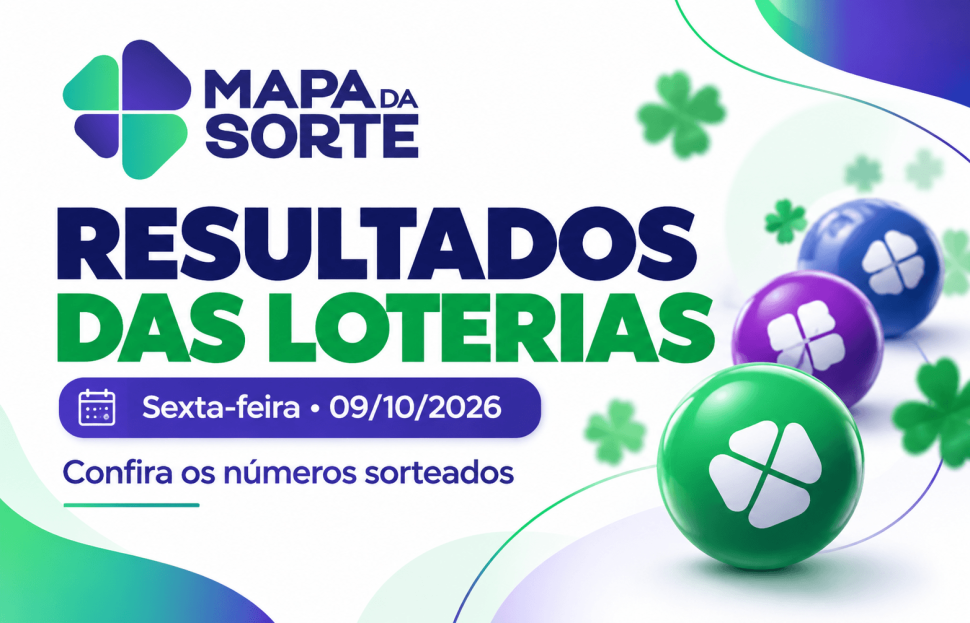 Resultados das Loterias de Sexta-feira (09/10/2026): confira os números sorteados.