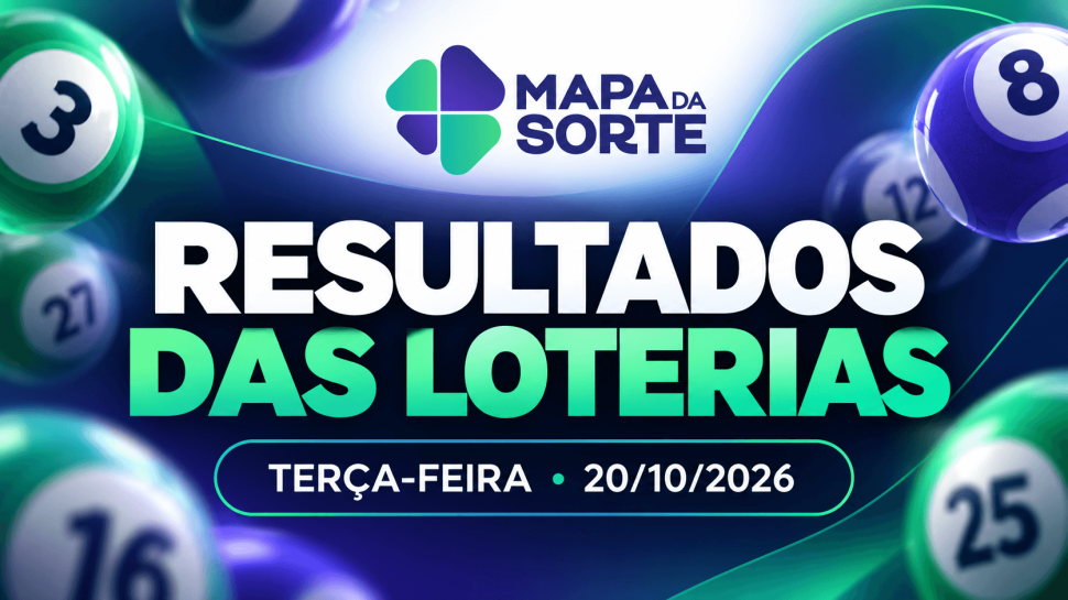 Resultados das Loterias de Terça-feira (20/10): Mega-Sena, Lotofácil, Quina, Timemania e Dia de Sorte.