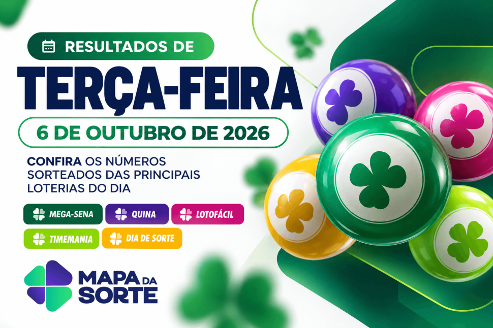 Resultados das Loterias de Terça-feira, 6 de Outubro de 2026.