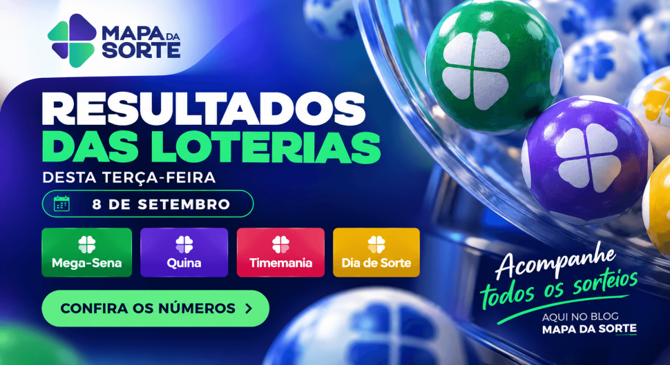 Resultados das Loterias desta terça-feira, 8 de setembro