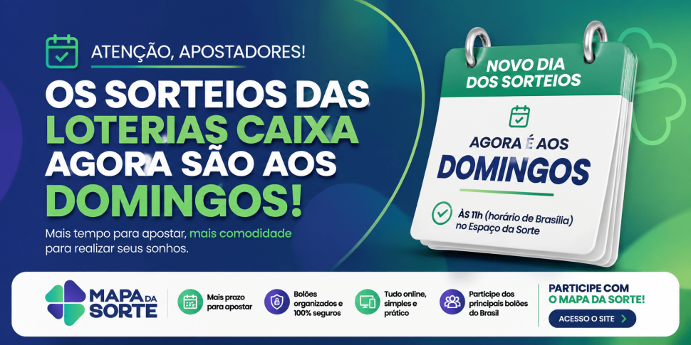 Sorteios das Loterias CAIXA agora são aos domingos: entenda o que mudou